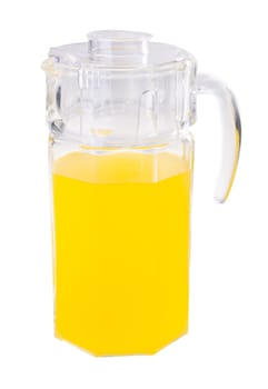 Orange juice in jar. on white background