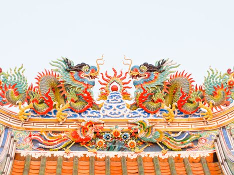 The Chinese dragon statue on the roof