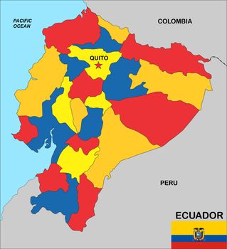 very big size ecuador political map illustration