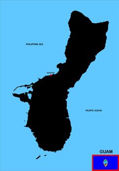 very big size guam black map illustration