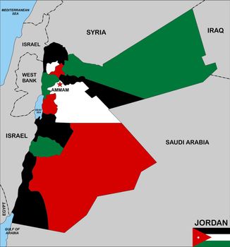 very big size jordan political map illustration