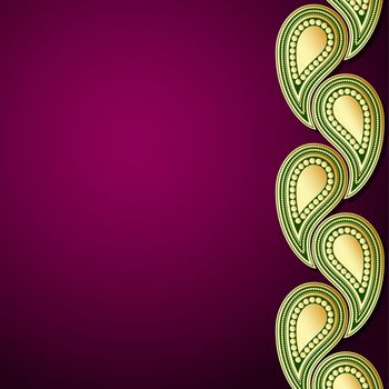 Purple and green template with gold paisley ornament