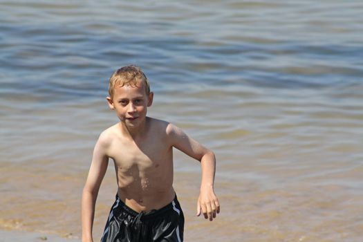 teenage boy in the sea