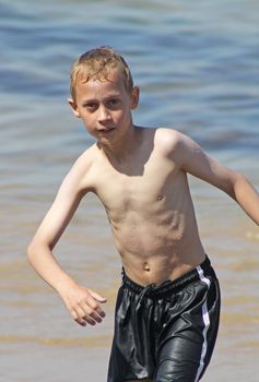 teenage boy in the sea