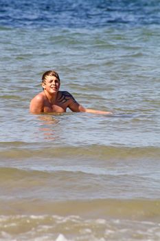 teenage boy in the sea