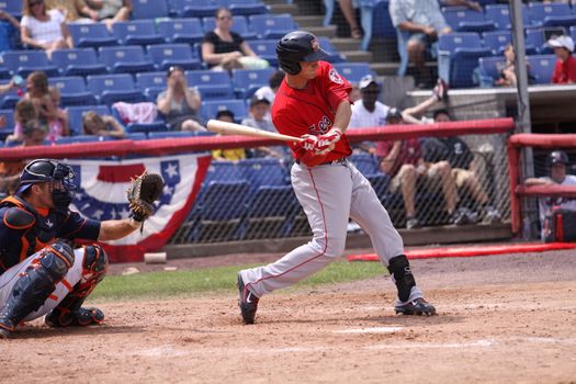 BINGHAMTON, NY - JULY 7: Portland Sea Dogs batter Will Middlebrooks bats against the Binghamton Mets at NYSEG Stadium on July 7, 2011 in Binghamton, NY