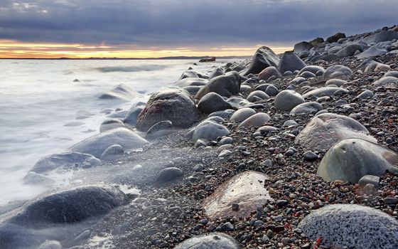 Sunset in wintertime at the Norwegian coast, Moelen