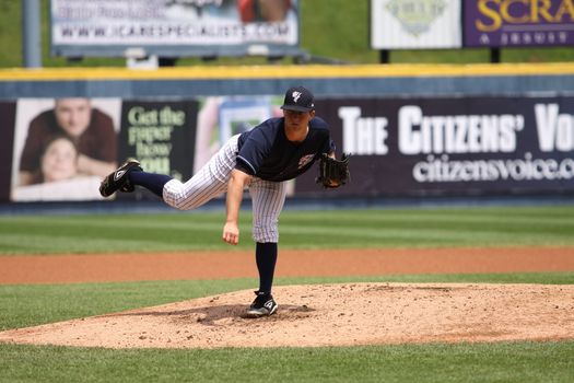 SCRANTON, PA - MAY 24: Scranton Wilkes Barre Yankees pitcher Adam Warren pitching during a game against the Indianapolis Indians at PNC Field on May 24, 2011 in Scranton, PA.