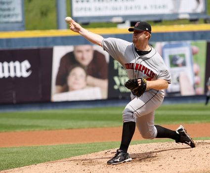 SCRANTON, PA - MAY 24:Indianapolis Indians pitcher Blaine Boyer throws a pitch in a game against the Scranton Wilkes Barre Yankees at PNC Field on May 24, 2011 in Scranton, PA.