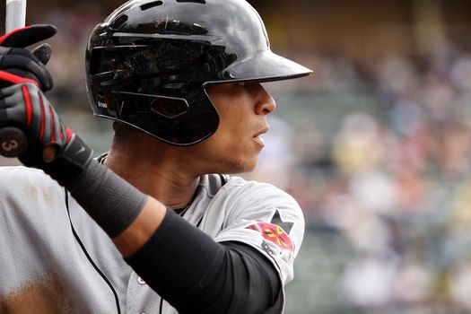 SCRANTON, PA - MAY 24: Indianapolis Indians Gorkys Hernandez bats during a game againt the Scranton Wilkes Barre Yankees at PNC Field on May 24, 2011 in Scranton, PA.
