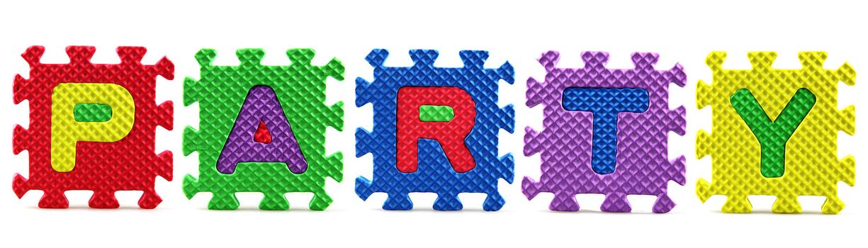 Alphabet puzzle pieces on white background