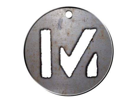 one letter of metallic disc alphabet 