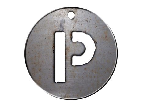 one letter of metallic disc alphabet 