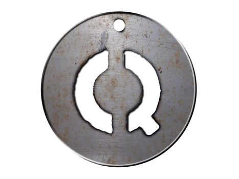 one letter of metallic disc alphabet 