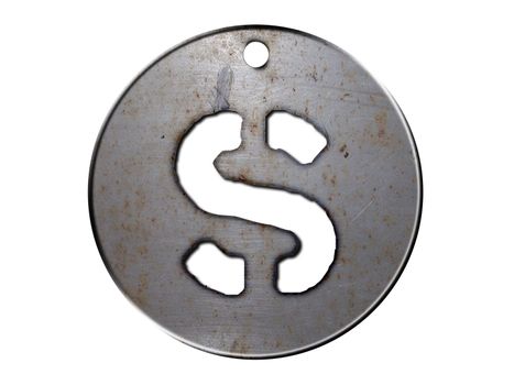 one letter of metallic disc alphabet 