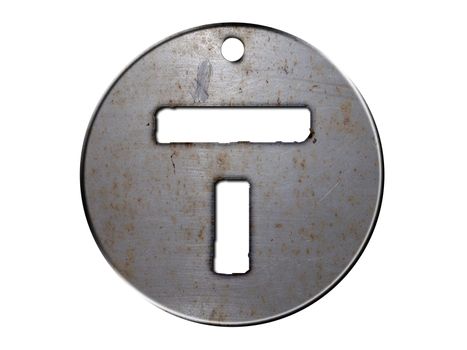 one letter of metallic disc alphabet 