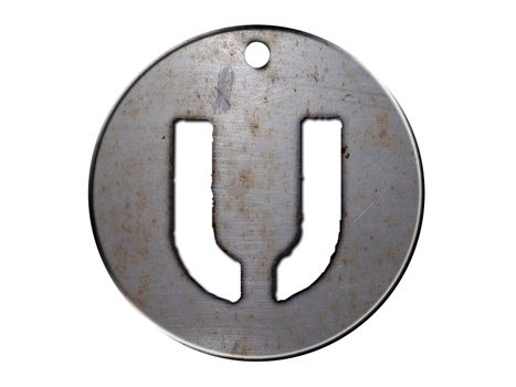 one letter of metallic disc alphabet 
