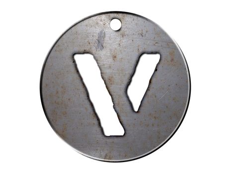 one letter of metallic disc alphabet 