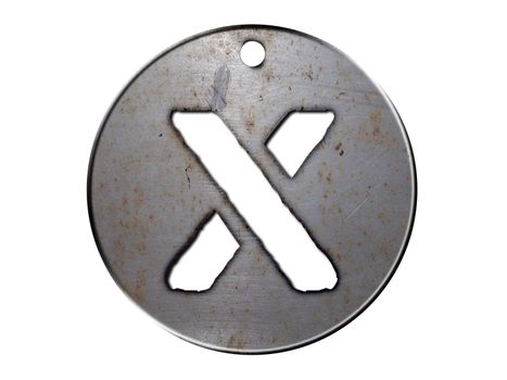one letter of metallic disc alphabet 