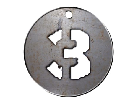 3d metal disc three number