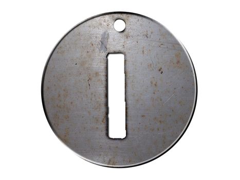 one letter of metallic disc alphabet 