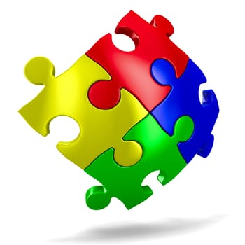 Puzzle on white background. Isolated 3D image