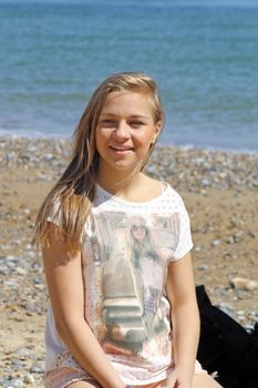 teenage girl on a beach