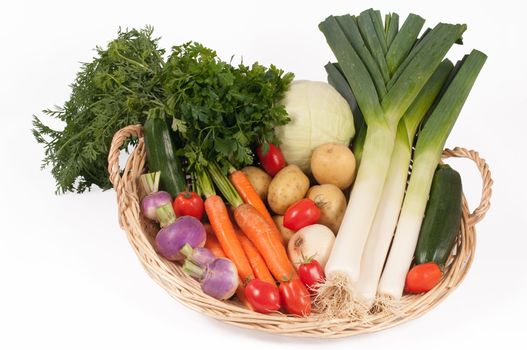 Basket with Vegetables for cooking the soup