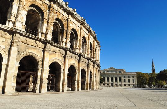 Roman arena in city of Nimes in southern France 
