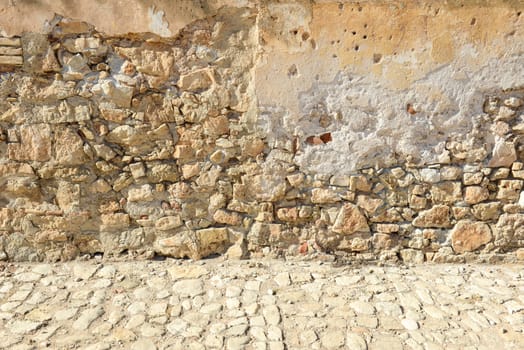 Old Stone Wall and Road Street