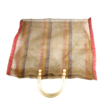 vintage plastic shopping bag on white background