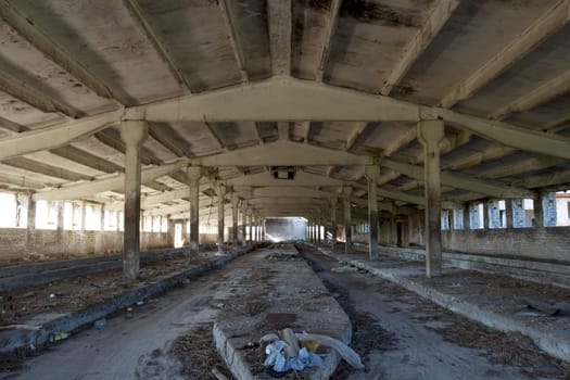 empty abandoned industrial building interior