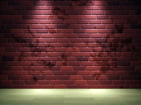 Interior of a room with a brick wall