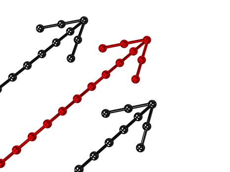 Metallic arrow consisting of small metal balls