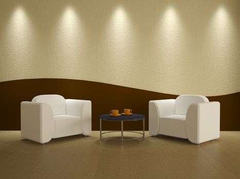 Room interior with two chairs and a table