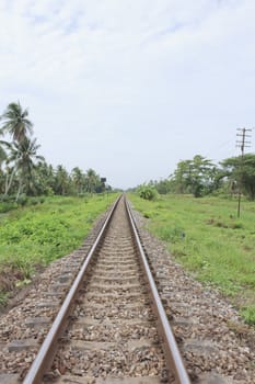 Railway tracks in a rural scene