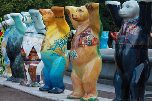The figures bears painted with different colors
