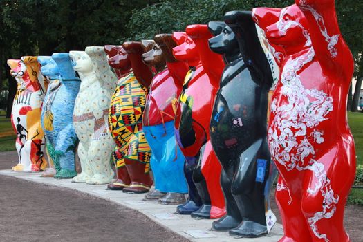 The figures bears painted with different colors