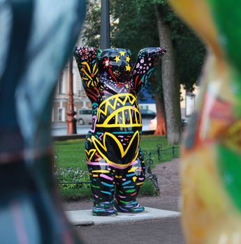 The figure bear painted with different colors