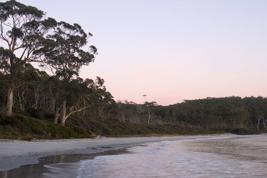 Sunrise over the sheltered waters of Fortescue bay, Tasmania, Australia