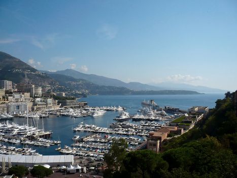 View of luxury yachts in harbor of Monaco