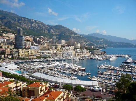 View of luxury yachts in harbor of Monaco