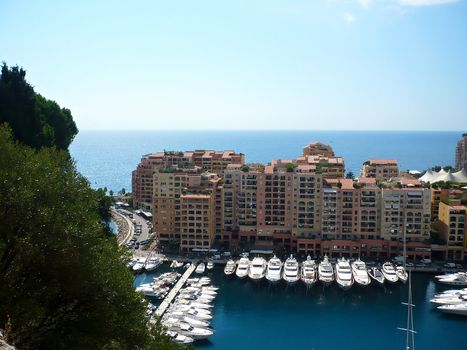 View of luxury yachts in harbor of Monaco