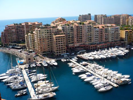 View of luxury yachts in harbor of Monaco