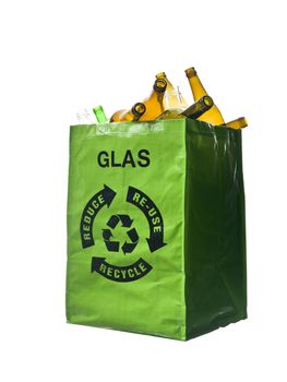 Green bag with glass recycling