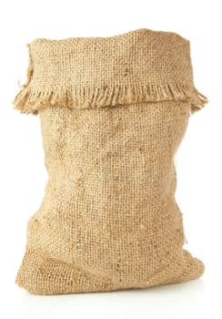 Open bag from a sacking on a white background