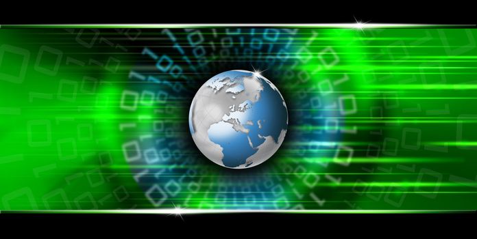 Green and black background with blue map globe business concept 