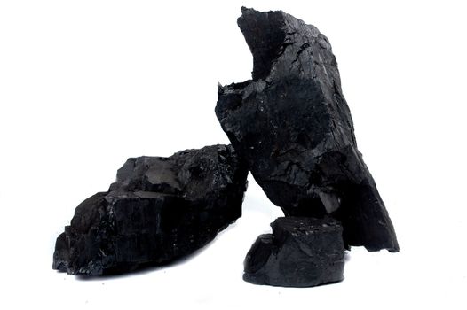 lumps of coal isolated on white background