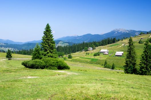 mountain summer landscape with blue sky