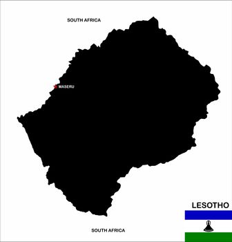 very big size lesotho black map illustration